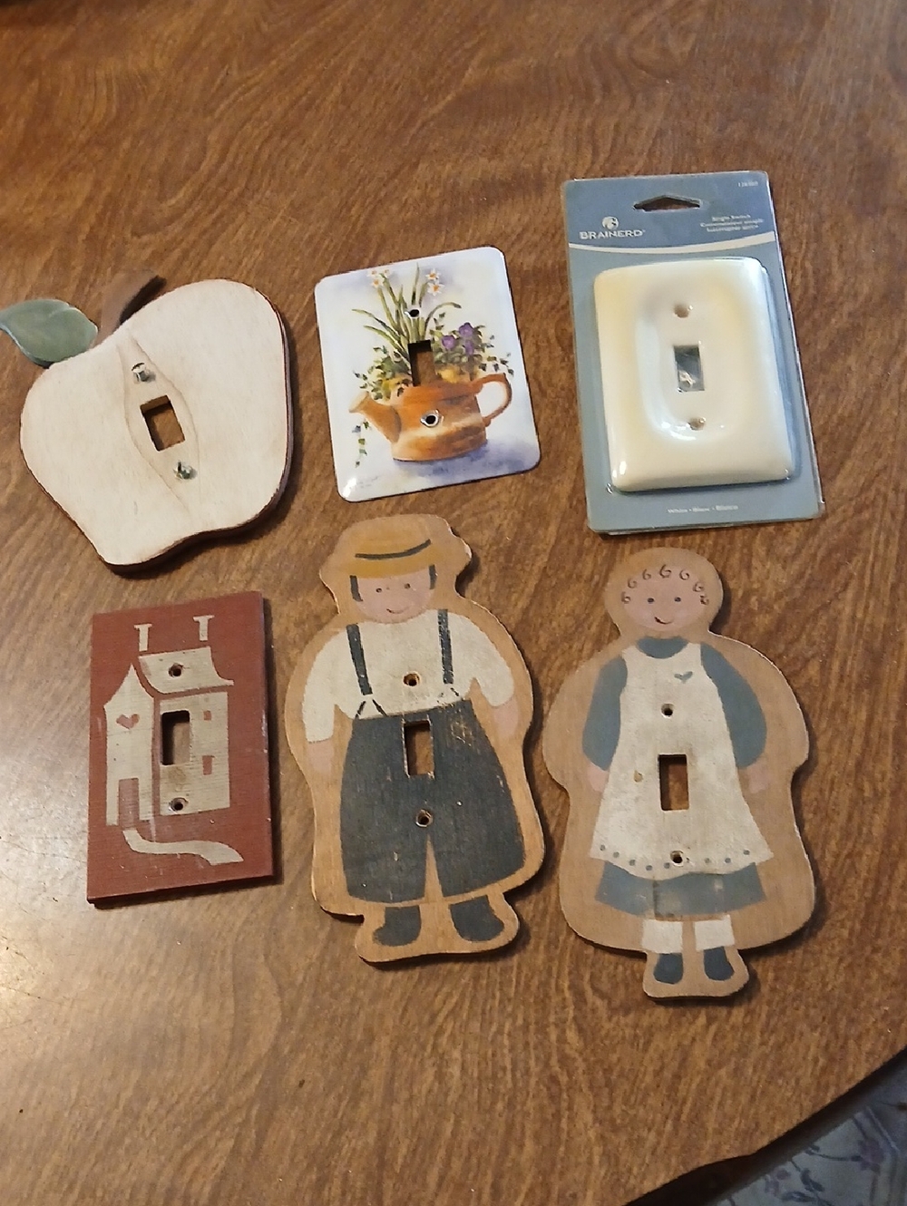 Assorted Of 6 Decorative Wooden Light Switch Covers - Neutral Tones